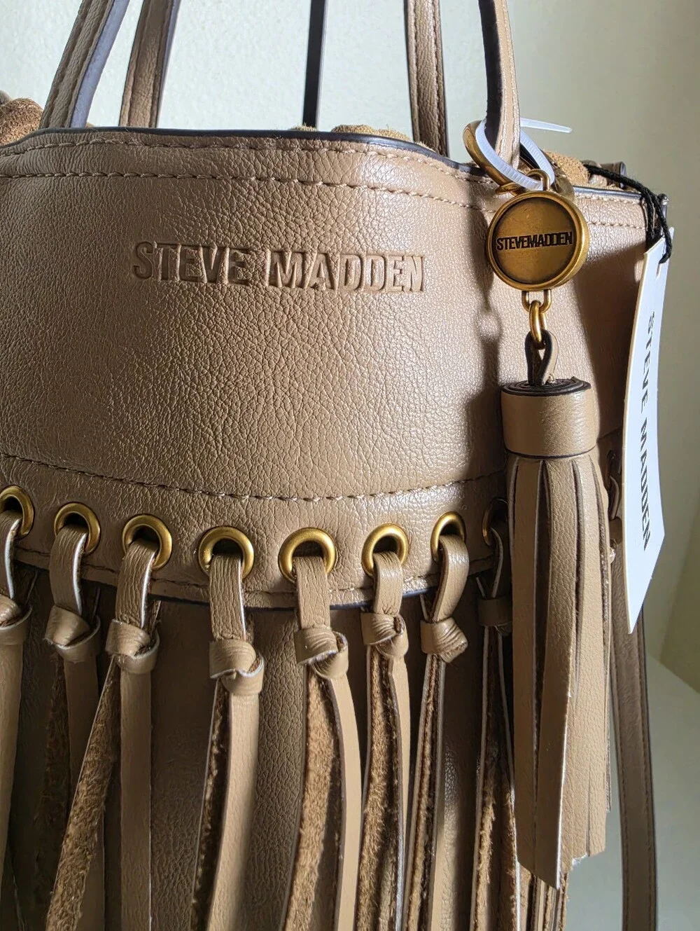 Steve Madden Latte Fringe Bucket Bag Crossbody NWT
